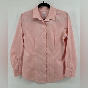 Brooks Brothers Women’s Pink Tailored Fit No-Iron Button Up Career Blouse Sz 6